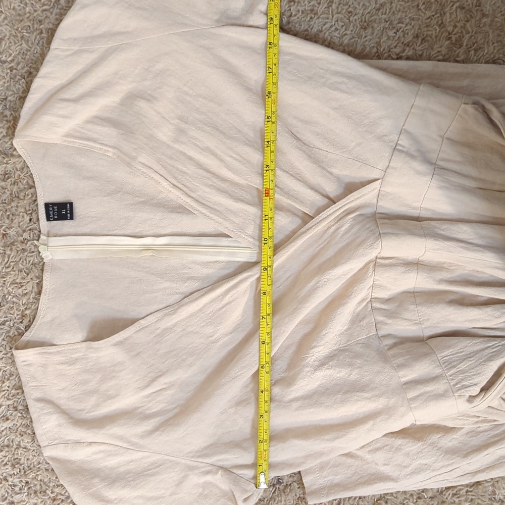 Emery Rose Cotton Cream Jumpsuit - Women's Size XL Lightweight Short Sleeve - Picture 10 of 14